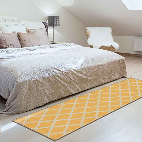 Ottomanson Glamour Collection Non-Slip Rubberback Moroccan Trellis Design 2X6 Indoor Runner Rug, 2'2" X 6', Yellow #TOP7