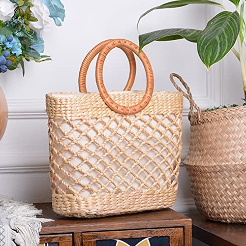Image of Eforcase Women's Straw Bag - Large Woven Tote - Retro Handbag - Summer Beach Bag - Khaki