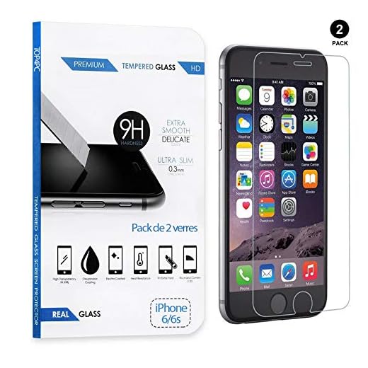 [2 Pack] Verre Trempé pour iPhone 6 et 6S, Protecteur d'écran pour iPhone 6 écran Protection pour iPhone 6S Haute Transparence et Ultra résistant, sans Bulles