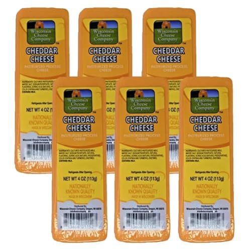 Wisconsin Cheese Company - 100% Wisconsin Cheddar Salami Cheese 4 oz. (Pack of 6 Blocks) Great for Charcuterie Boards & Gifts. Premium Wisconsin Cheese
