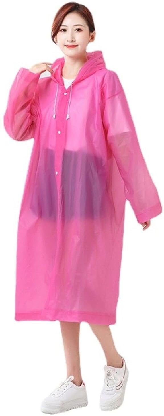Casual Solid Women Raincoat (Hooded Ponchu Raincoat_Pink_3XL)-picture-21