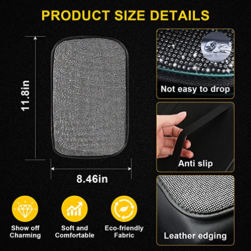 Ouzorp Handmade Crystal Rhinestone Car Center Console Pad, Universal Car Interior Accessories, Attractive Dustproof Bling Car Accessories, Universal for Most Vehicle, SUV, Truck, Car