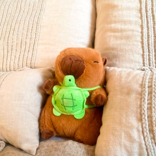 Capivara de Pelúcia com Mochila de Tartaruga Brinquedo Presente Natal Crianças Menino e Menina Bicho