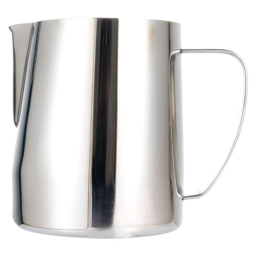 Milk Frothing Pitcher, 24oz/700ml Espresso Steaming Pitcher, Stainless Steel Milk Frother Steamer Cup for Latte Art (Silver)