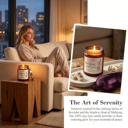 TOPLEPOR Mahjong Night Scent Candle - Unique Game Night Gift Idea, Soy Wax Aromatherapy Candle for Mahjong Night, Friends Game Party, Mahjong Lovers Gifts for Women Men | Lavender Scents, 5.3oz — view 6