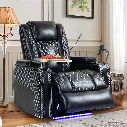 Sillón reclinable eléctrico piel color negro
