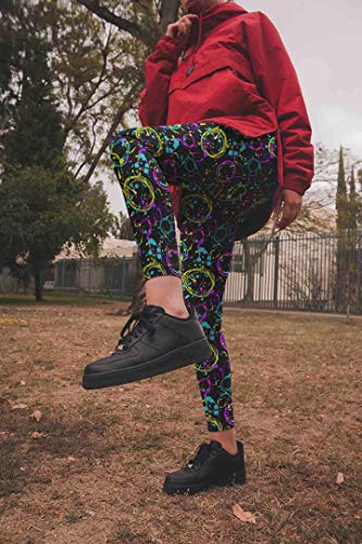 Image of sissycos Women's 80s Leggings Neon Artistic Splash Printed Buttery Soft Stretchy Pants