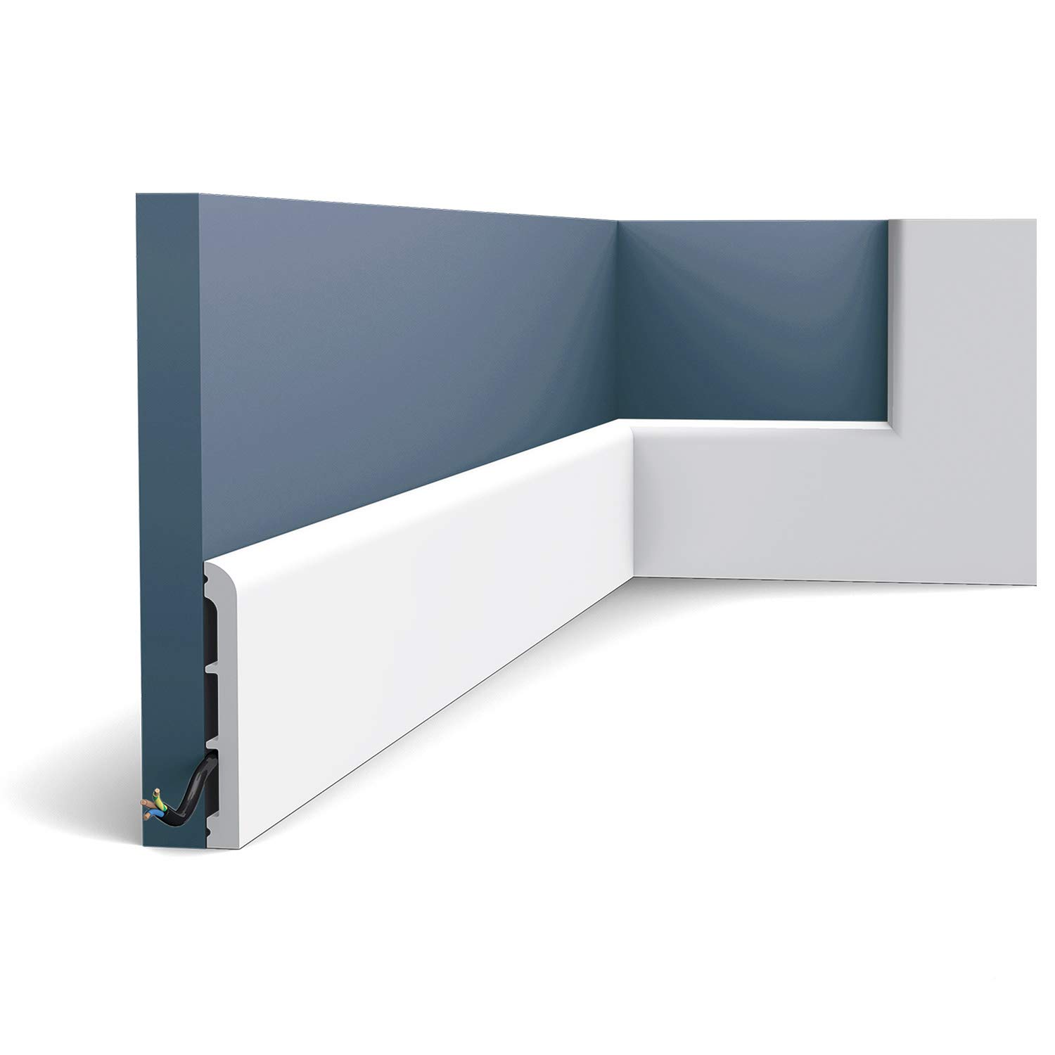 Plinthe polystyrène extrudé SX184 Cascade Orac profil arrondi passage de câble cache-fil