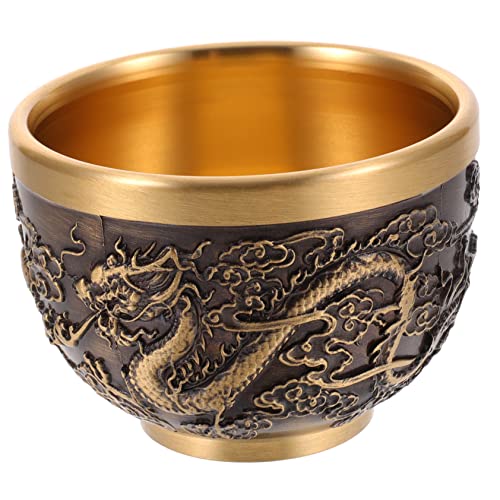 RORPOIR 1piezas Taza De Vintage Chino Con Diseño De Dragón Taza De Cobre Grabada Retro Decoración Para y Uso Personal