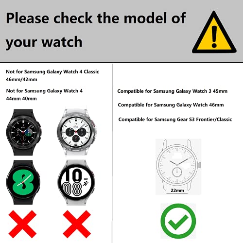 Rabuzi Compatible For Samsung Galaxy Watch 3 45Mm/46Mm Bands,22Mm Enamel Process Stainless Steel Metal Watch Strap Compatible Samsung Watch 3 45Mm,Gear S3 Frontier/Classic Smartwatch,Silver+Red #TOP4