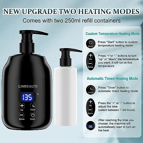 image for LINBEAUTI Massage Oil Warmer with Two Oil Bottle Dispenser, Lotion Bot
