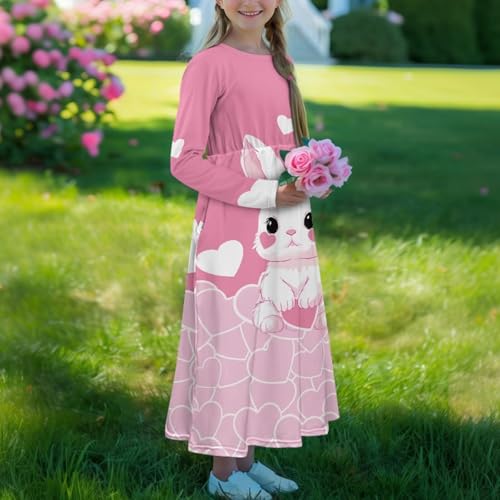 Girls Maxi Dress with Pockets A-Line Swing Casual Dresses for Girls Long Sleeve Dress for Kids 5-14 Years Gifts4