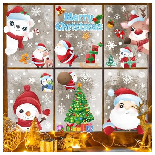 DAZAKA Pegatinas Navidad Ventanas Cristal,192PCS Vinilos Pegatinas Navidad para Decoración Navidad Hogar,Navidad Adhesivos para Ventana, Stickers Christmas Rutilizables PVC Electrostáticas(A)
