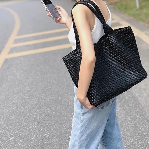 DAILANDO Fashion Woven Tote Bag for Women, Large Capacity Designer Shoulder Weave Hobo Purse