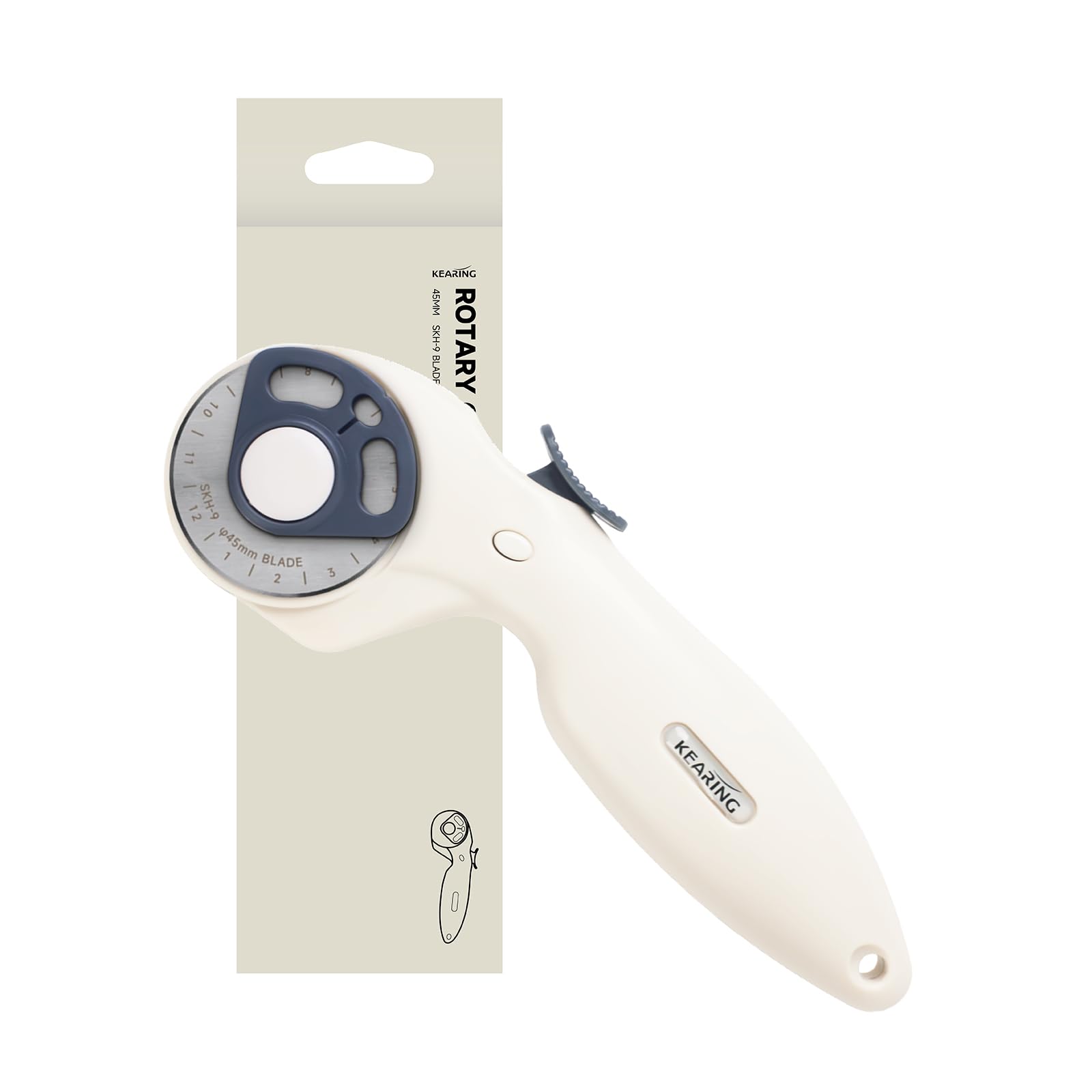 KEARING Cutter rotatif de 45 mm pour tissu, outil de coupe de tissu de précision avec lame en acier rapide SKH-9 pour couture, matelassage, arts et travaux manuels
