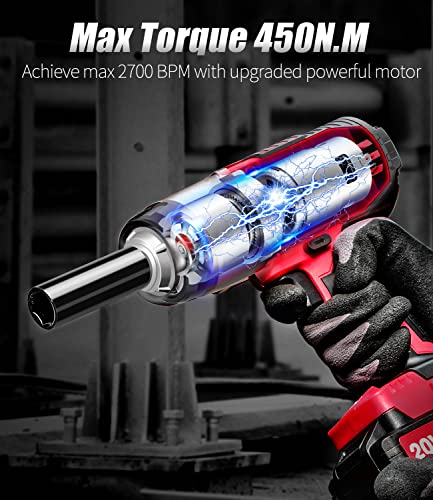 Cordless Impact Wrench for DIY Enthusiasts: Max Torque 330 ft lbs, 3.0A Li-ion Battery and Fast Charger