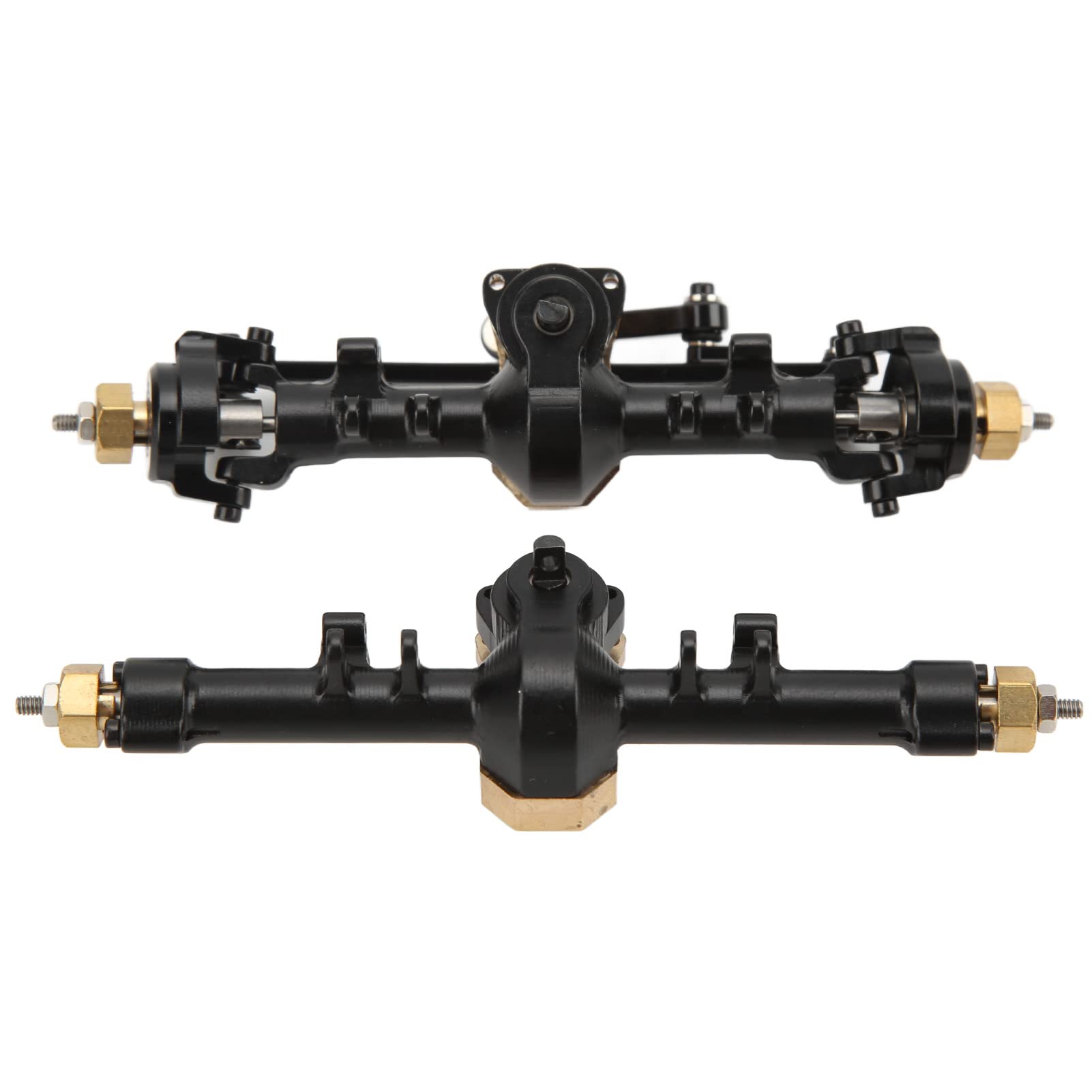 Metalowy zespół Osi Przedniej i Tylnej RC, Części Zamienne ze Stopu Aluminium z Mosiądzu do Samochodu Axial SCX24 1/24 RC, Przednia Tylna oś ze Stopu Aluminium, Akcesoria do Części (BLACK)