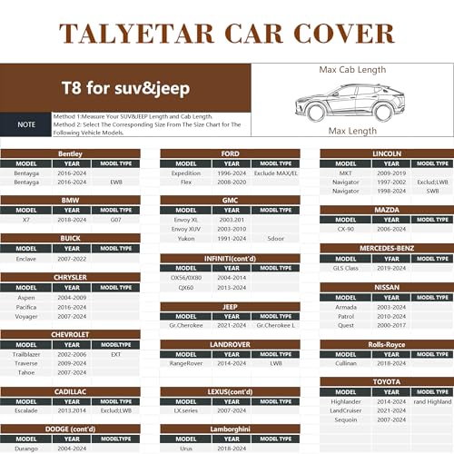 Image of Car Cover Waterproof All Weather,Car Covers for Automobiles with Driver Door Zipper,Outdoor Car Cover Rain,Snow and UV Protection with Waterproof Adhesive Strip,Fit SUV-Length 200 inch to 206 inch