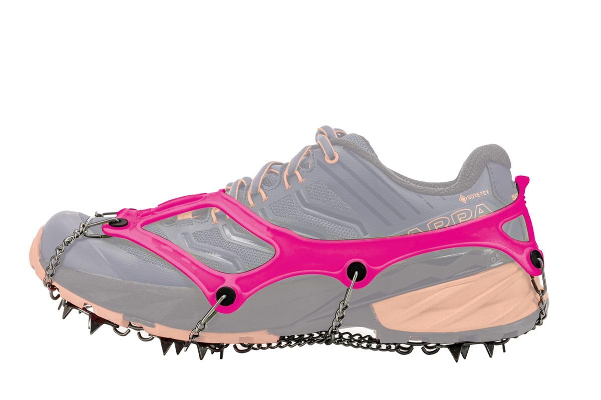 Nortec Crampons Fast Made in Italy pour Fast Hiking et Trail Running Course hivernale sur Glace et Neige, Micro-​Crampons Ultra-​légers avec Etui (Pink,​M)