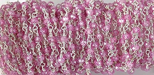 Chaîne rosaire quartz rose 5 feet pour création de bijoux DIY