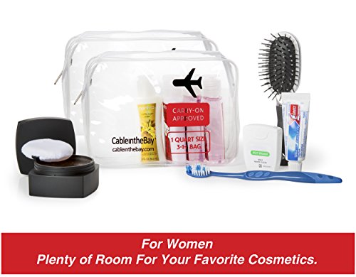 TSA Approved Clear Travel Toiletry Bag-Quart Sized with Zipper-Airport Airline Compliant Bag/Bottles-Men's/Women's 3-1-1 Kit+Travel (3 PACK)2