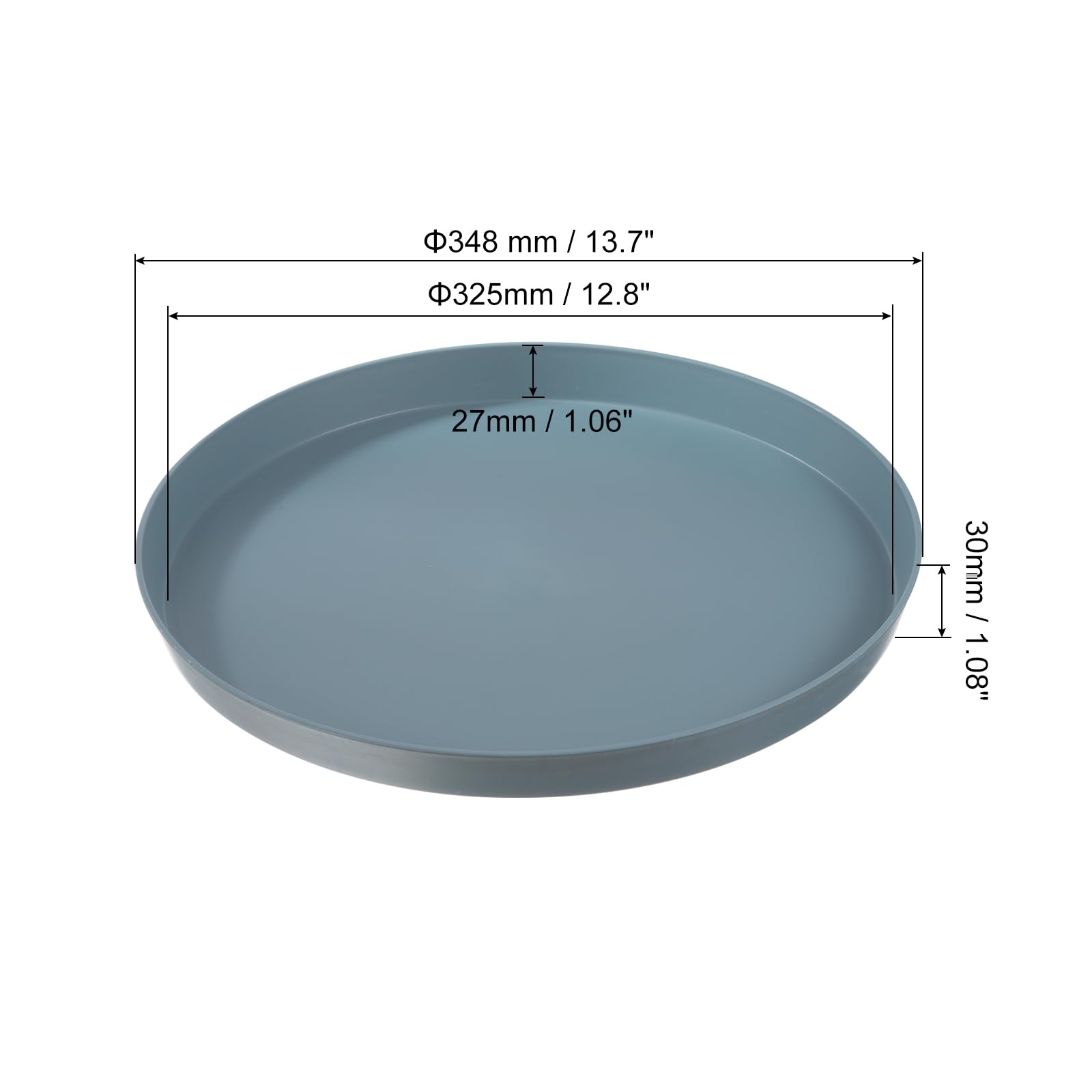 PATIKIL 14" x 1" Redondo Reutilizable Restaurante Servir Bandejas, 2 Paquete Antideslizante Comida Servicios Bandeja Plato para Bar Café Tienda, Azul