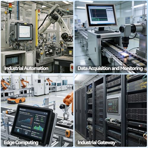 Image of 19 inches Industrial Embedded Panel PC,Ubuntu 22.04 LTS,IP65 Capacitive Industrial Touchscreen Panel,Fanless All-in-One Computer,for Edge Computing,HMI,SCADA(i7-7500U,8GB RAM 256GB SSD)