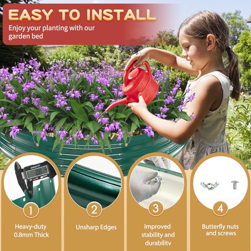 Cama de jardín de acero galvanizado verde oscuro con paneles de 0.8 mm 4