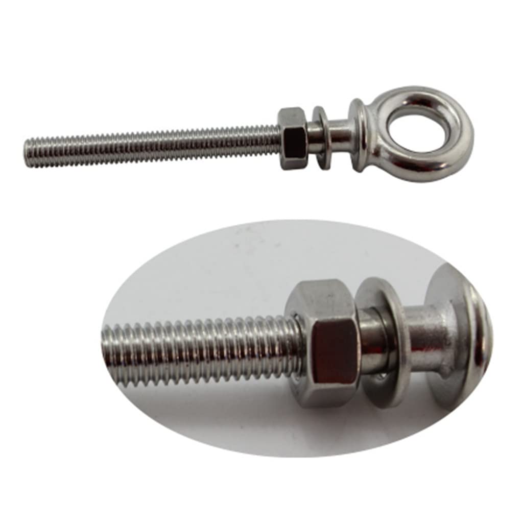 perno de expansión Perno de anillo de elevación de alta resistencia, cáncamos útiles de acero inoxidable de 10 mm, tornillos de ojo de rosca largos con arandela y tuerca, anillo de elevación roscado