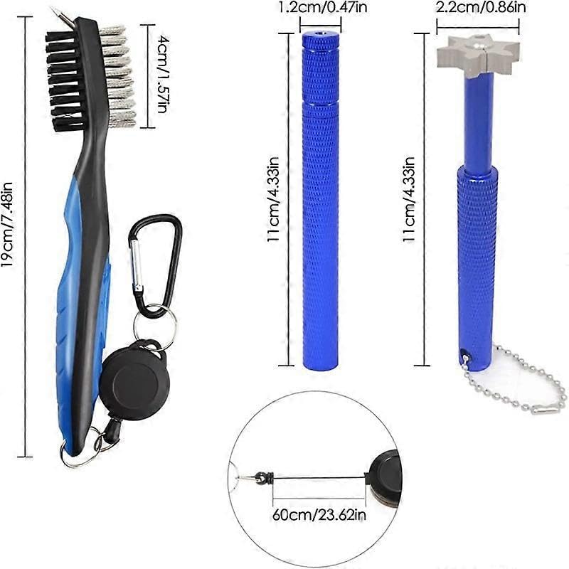 Set di strumenti di pulizia da golf Coltello per la pulizia Spazzola a doppia faccia strumento di pulizia esagonale Golf club Accessori da golf