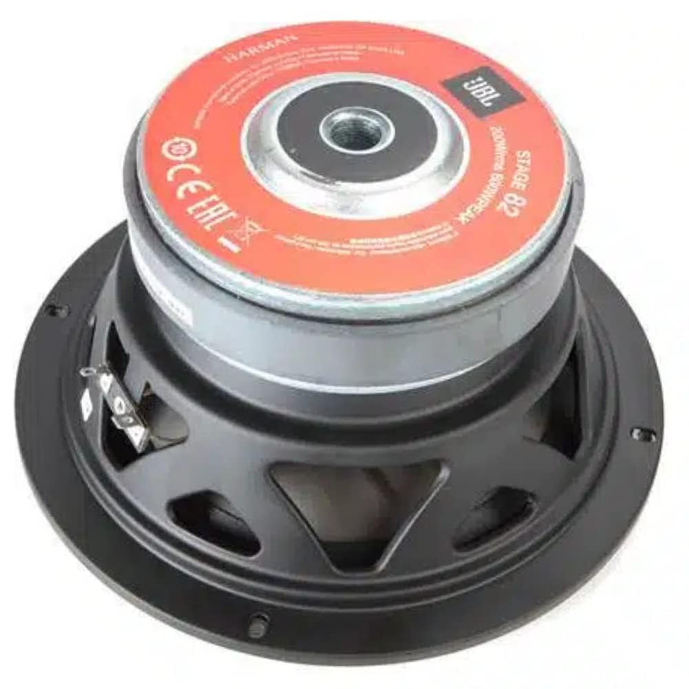 KIT-Set FÜR JBL Stage 82 1 Subwoofer 20 cm 200 mm 8", einzelne 4-Ohm-Schwingspule, 200 Watt RMS und 800 Watt Max, für Kofferraum und Schalldämpfer, 1 Stück + 2 kostenlose Faston