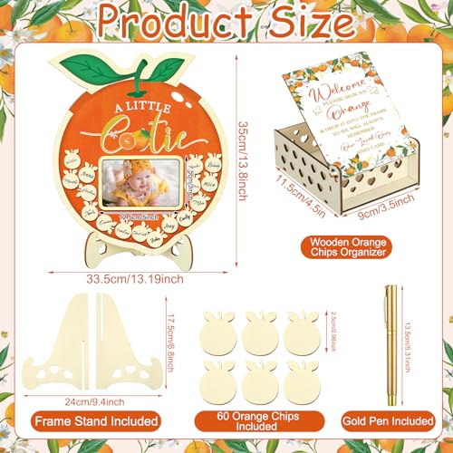 Image of Wenqik 63 Pcs Little Cutie Baby Shower Guest Book Alternatives Set Baby Shower Decorations with Photo Frame Sonogram Frame Keepsake 60 Wood Slices Guest Book for Birthday