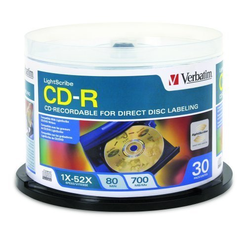 Verbatim Lightscribe CD-R 80min 700mb 30 pack spindle 52x Gold Surface