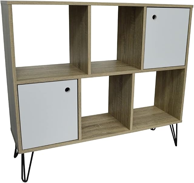 WATSONS INDUSTRIAL - Open Sideboard Shelving/LP Vinyl Storage - Oak/White