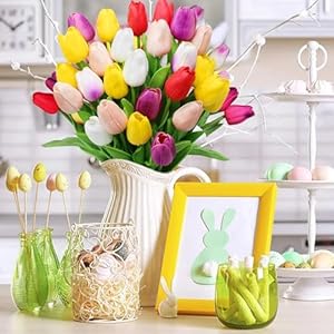 28pcs Multicolor Flowers Artificial Tulip Stems Real Feel PU Tulips for Easter Spring Wreath Wedding Bouquet Centerpiece Floral Arrangement Cemetery Table Décor 13" Tall 28pcs Multicolor Flowers Artificial Tulip Stems Real Feel PU Tulips for Easter Spring Wreath Wedding Bouquet Centerpiece Floral Arrangement Cemetery Table Decor 13 Tall