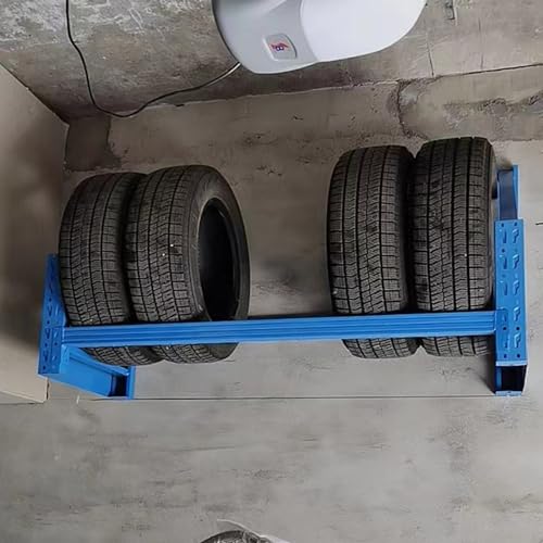 SnamicE Porta Pneumatici da Parete per impieghi gravosi, Supporto per Pneumatici sospeso Largo 59 Pollici per Garage/Cortile/Magazzino/Officina/Officina Auto, Contiene 5 pne,Blue