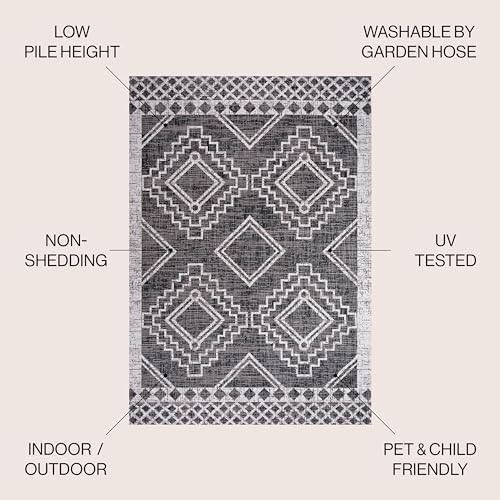 image for JONATHAN Y Diamond Tribal Medallion Indoor Outdoor Area Rug 8X10 Black