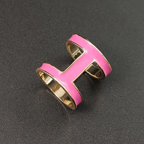 Image of H-Shaped Titanium Steel Women's Scarf Buckle, 4 Pcs Three-Ring Scarf Buckle, Non-snagging Letter Scarf Buckle, Small Enamel Buckle Accessories (White /Red /Black /Pink)