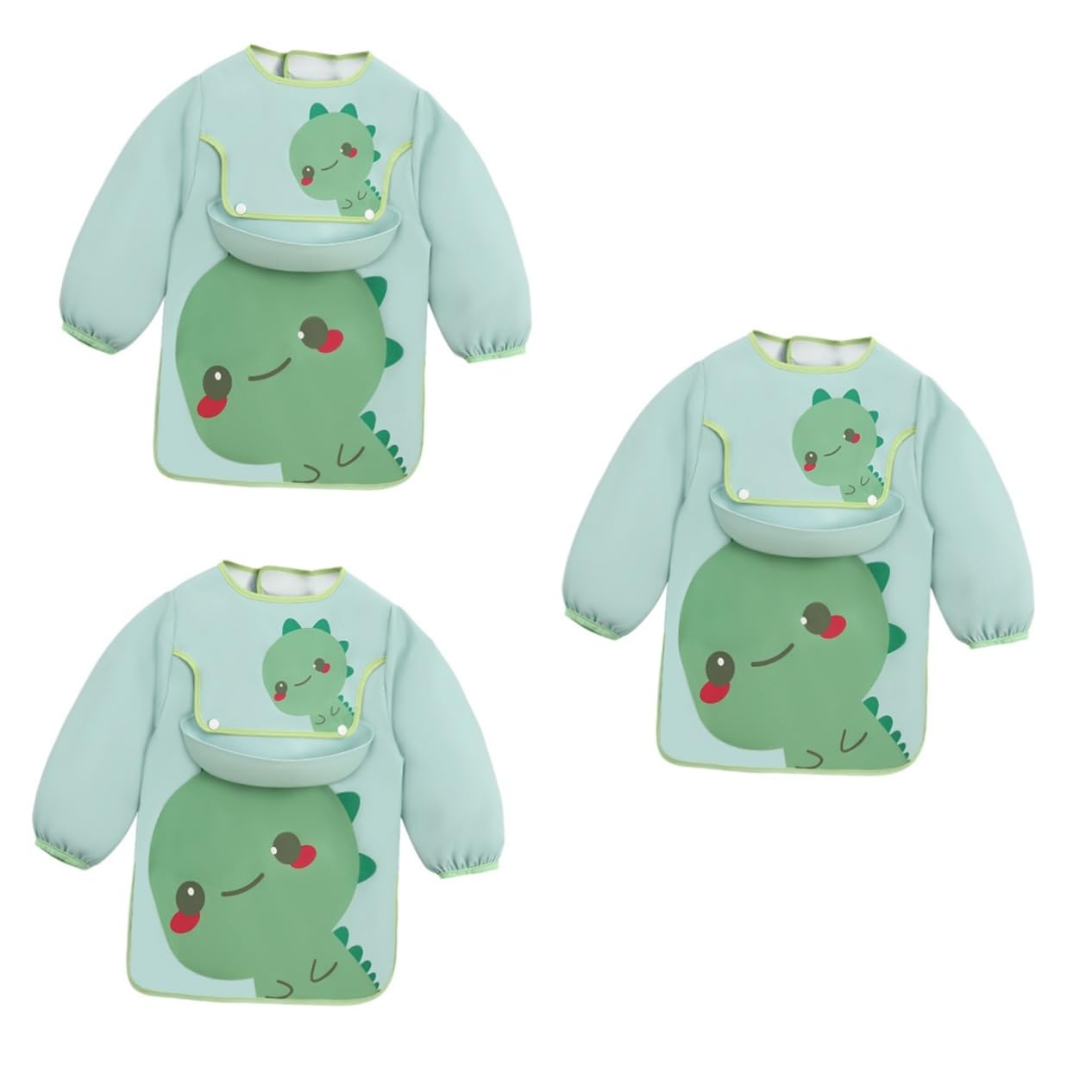 Abaodam 3pièces Bavoir Étanche Pour Garçon Fille Avec Poche Smock Adorable Pour Repas Et Activités Vêtement Pratique Pour Garçon Fille Facile à Nettoyer Et
