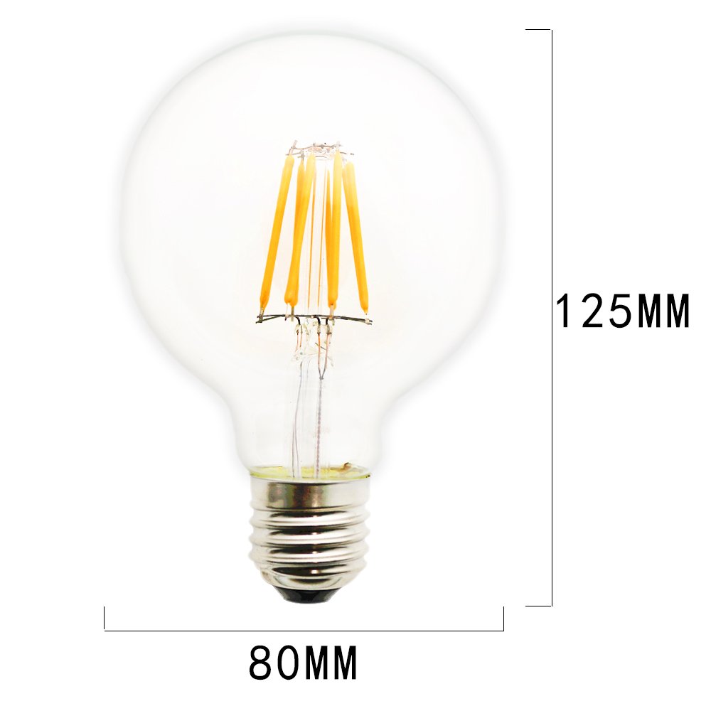 Mengjay E27 LED G80 8W Filament Glühbirne Edison Vintage Glühlampe Lampe Birne Warmes Licht 2200-2300K 780LM, Ideal Für Nostalgie und Antik Beleuchtung
