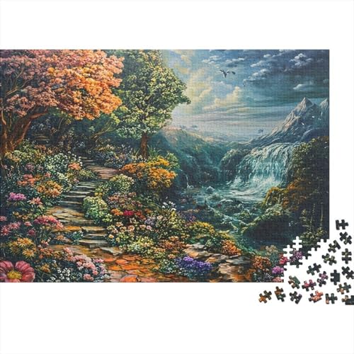 Puzzle para adultos de 1000 piezas con paisaje de cascada en el bosque