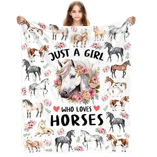 Yasrlvun Cadeaux de cheval pour femme - 127 x 152,4 cm - Idées cadeaux pour chevaux - Couverture chaude et confortable - Cadeaux pour filles de 9 à 11 ans