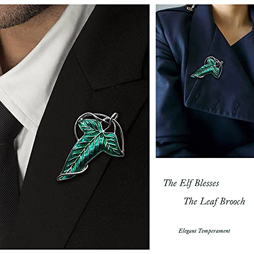 Bahamut Christmas Elegant Elven Green Tree Leaf Enamel Pins Brooch For Women Men Suit Pendant Necklace,Cloak Clasp Brooches Cosplay Jewelry (Green) #TOP4