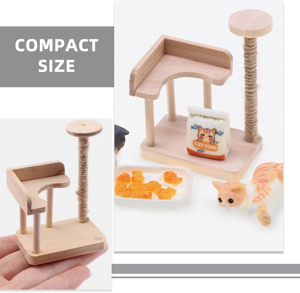 review Vaguelly Miniature Cat Climbing Frame Toys Decor Dollhouse Cat Scratching Board Scratching Pole Tree for Cat Kitten Scratcher Scratching Pole Scratching Post Flannel Grab Bar Pet Cat
