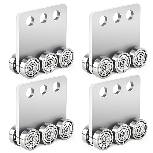 6 Wheels Trolley Assembly Rollers, 6 Bearings Strut Channel Trolley Hardware, Stable Strut Roller Trolley for 1-5/8