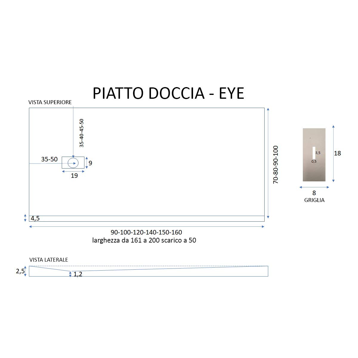 Piatto doccia in marmo resina bianco effetto cemento STAR MAKA - 80x100