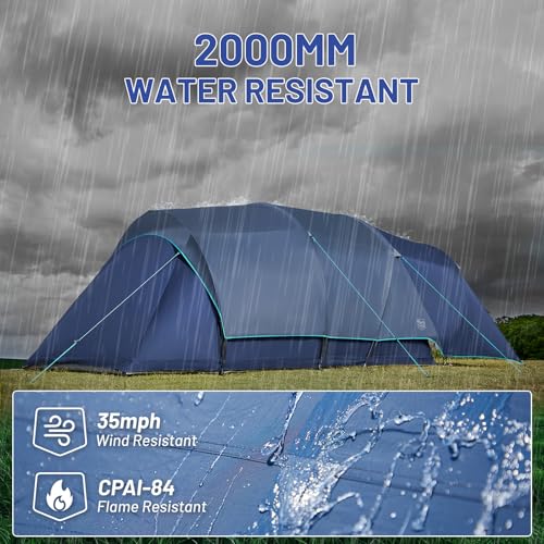 Carpa de Camping Timber Ridge para 8 personas tipo Cabin impermeable con porche grande y divisores de habitación miniatura 6