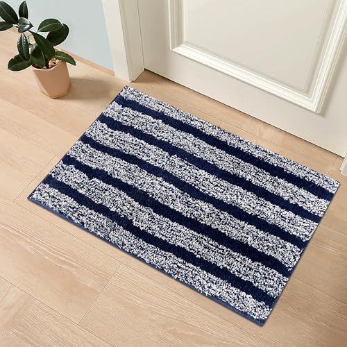 Image of RD TREND Microfiber Anti-Slip Door Mat for Entrance 60x90 cm | Anti-Skid, Quick Dry & Washable | Soft Absorbent Floor Mat for Bedroom, Home, Office & Kitchen (Navy Snow White)