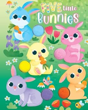 Board book Five Little Bunnies - Children's Touch and Feel Book with Fluffy Tails Book