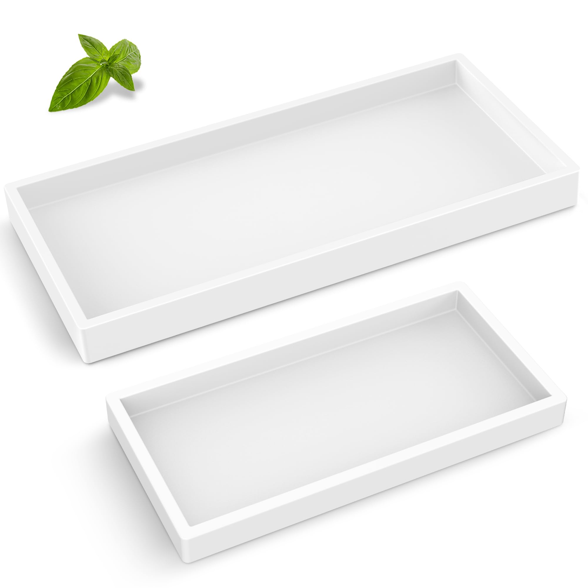 ALDNMBR Durable Silicone Vanity Tray, 40% Thickened Shatterproof Rectangle Tray, Waterproof Heat Resistant Countertop Organizer, Multi-color Storage Caddy White 7.8 x 3.9 x 0.8 + 10.6 x 5.1 x 0.8